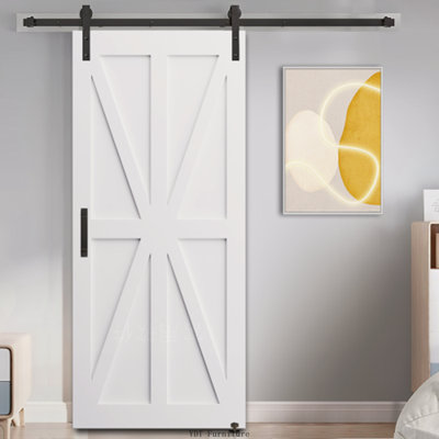 Dalle de porte en forme d'étoile 36 po x 80 po, porte de grange intérieure moderne avec trous pré-percés, résistante à l'humidité et anti-déformation