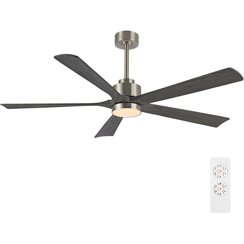 Ventilateur de plafond 60 po avec lumières DEL Leresa, Nickel avec pales noires