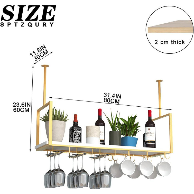 Wine Racks, Ceiling-Type Wine Holder Wine Bottle Holder, Retro Iron Upside  Down Stemware Goblet Wine Glass Holder, Storage Floating Shelves