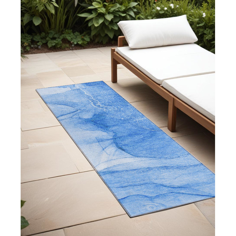 Tapis de couloir d'extérieur intérieur lavable abstrait 8 pi HomeRoots