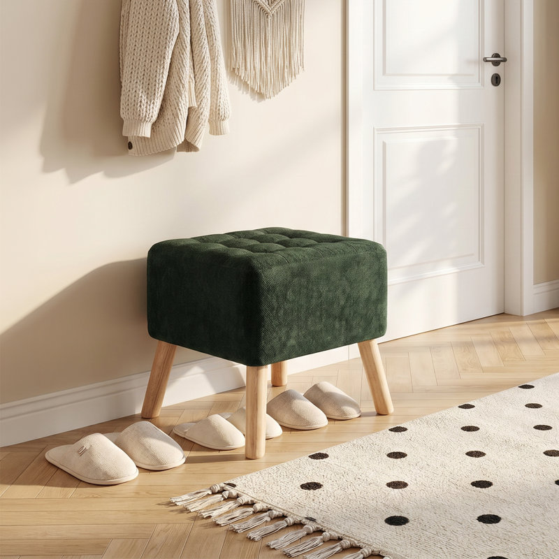 Solid Wood Accent Stool, Green