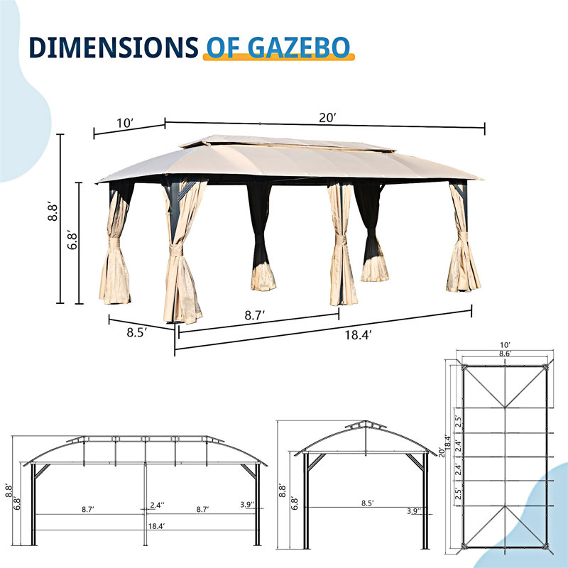 Pavillon de jardin extérieur avec toits doubles
