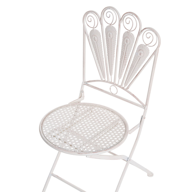 Folding Patio Dining Side Chair, White