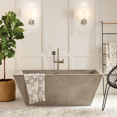 Mendocino NativeStone Concrete 66" x 34" Freestanding Soaking Bathtub