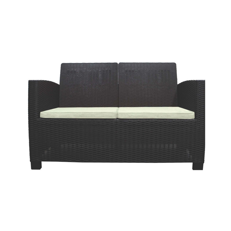 Ensemble de conversation pour causeuse avec coussins espresso 4 personnes - 4 pièces, 4 pièces: causeuse, table, 2 chaises