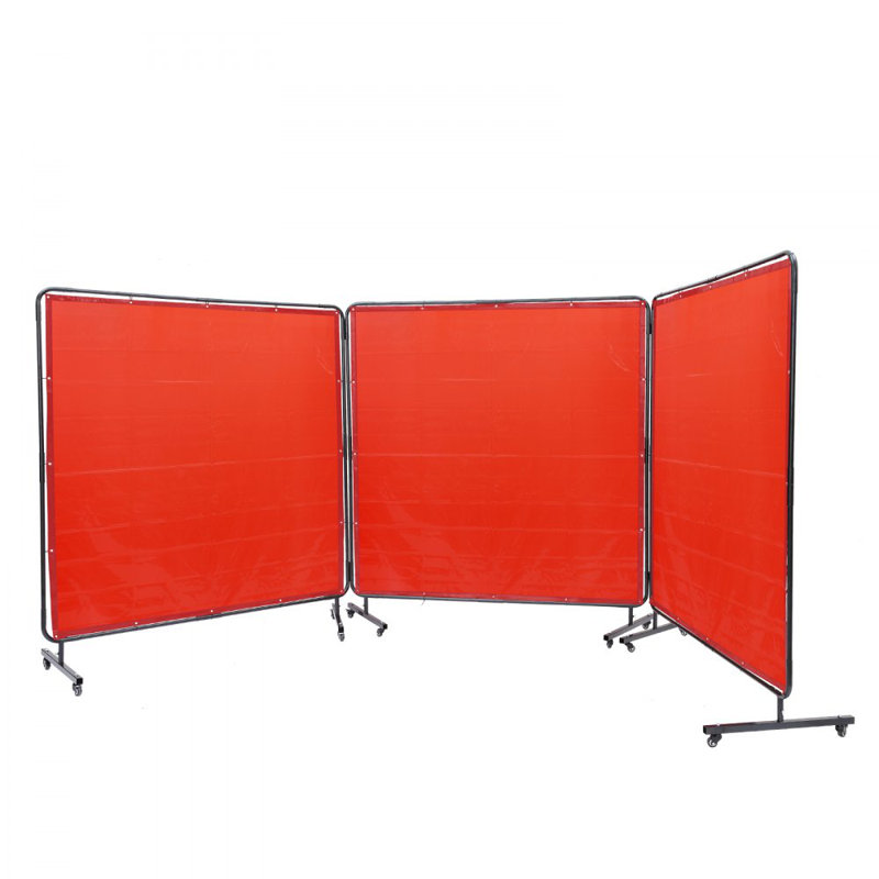 Écran de soudage avec cadre, écrans de rideau de soudage, écran de protection en vinyle résistant à la flamme sur 12 roues pivotantes (6 verrouillables), mobile et professionnel pour atelier