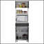Armoire à micro-ondes à 2 tablettes et 1 tiroir Pembrooke en chêne fumé, combinant rangement et style pour les cuisines modernes.