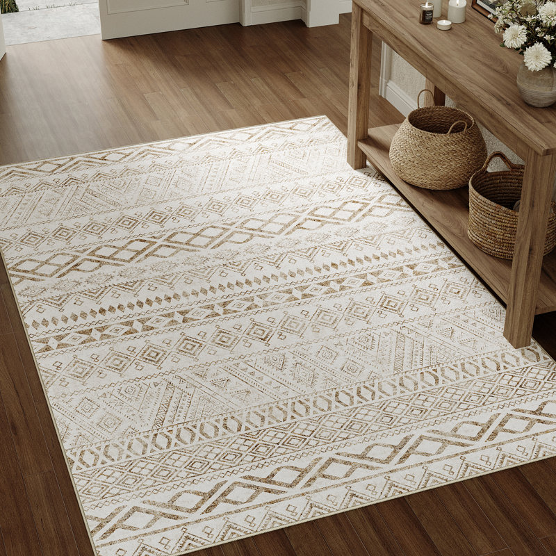 Zennor Boho Chic Geometric Pattern Area Rug for Living Room, Rectangle 5' x 7'6"