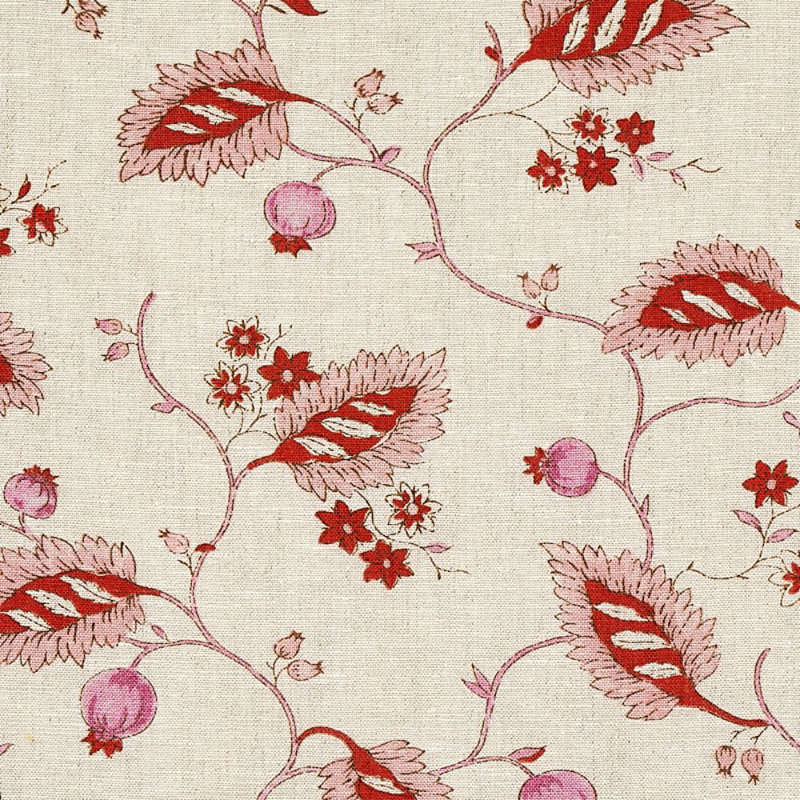 Maryam Vine Fabric, Pink/Red