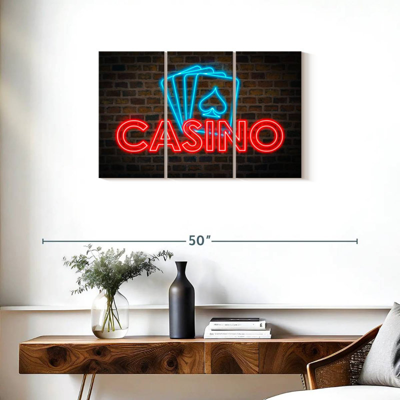 Casino Cards Neon Lights, 20" H x 33" W