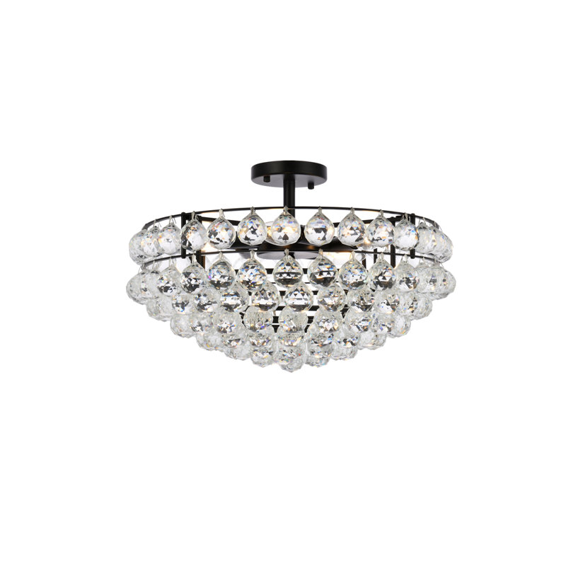 Kieron 5-Light Dimmable Crystal Flush Mount , 12" H x 20" W x 20" D, Chrome