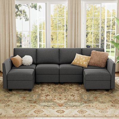 120" Wide 6-Seat Modular Sectional with Storage - Memory Foam & Pocket Spring, Fits 14'x16' Living Rooms