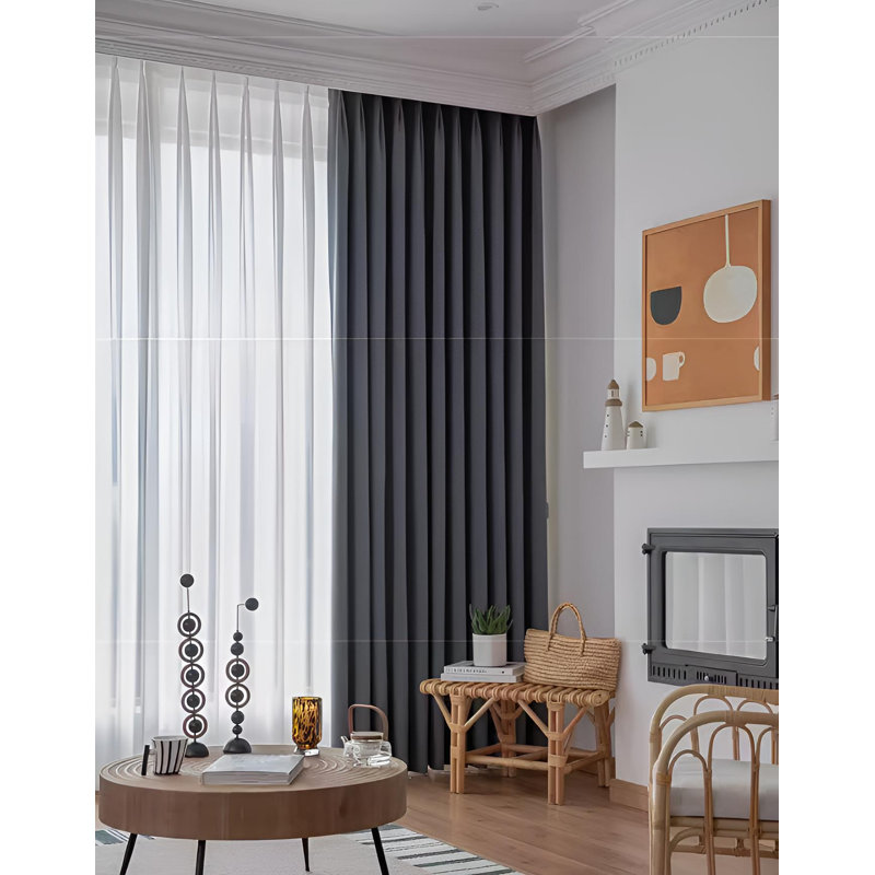 Jacquard Chenille Room Darkening Curtain Pair, 98.43" W x 106.3" L