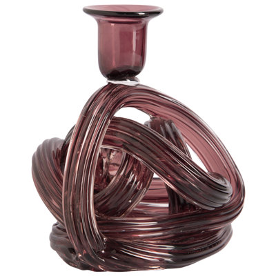 6"H Purple Glass Knot Candle Holder