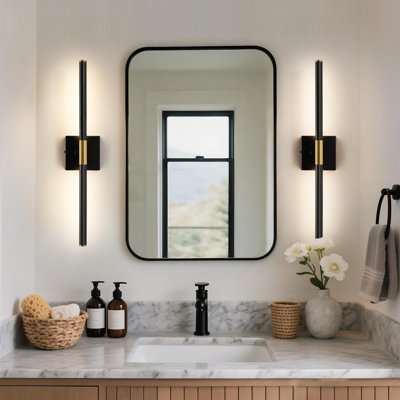 Black Vanity Light Fixtures For Bathroom Over Mirror 24 Inch LED Bath Sconces IP44 5CCT Adjustable Morden Picture Lights For Paintings (Built-In Dimmer)