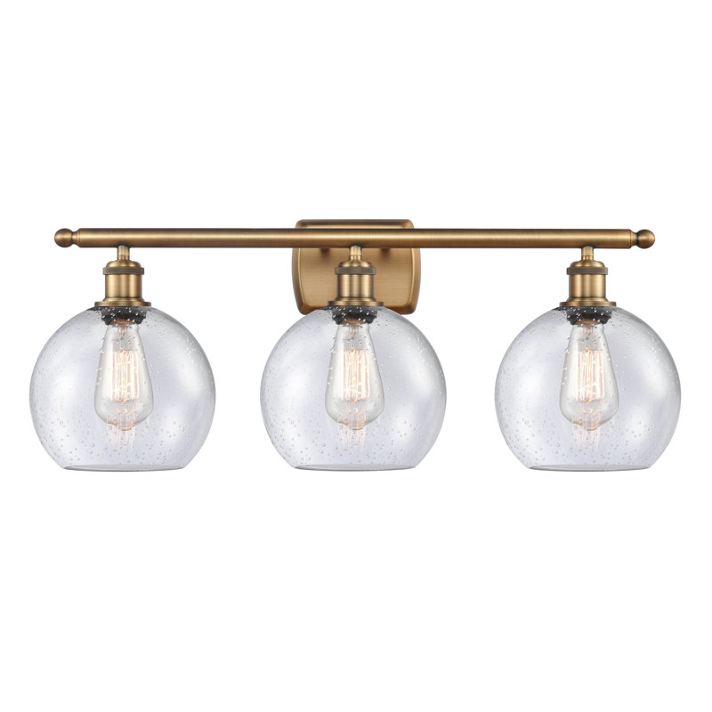 Baptista 3 - Light Dimmable Vanity Light, Cased Matte White Seedy, Satin Gold, No Bulb Included