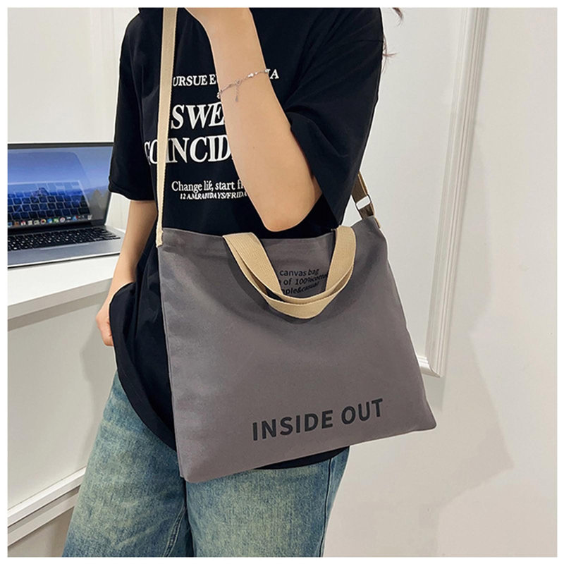 Sac à dos en toile Sac à bandoulière Sac à bandoulière de bureau Sac à bandoulière japonais, Gris