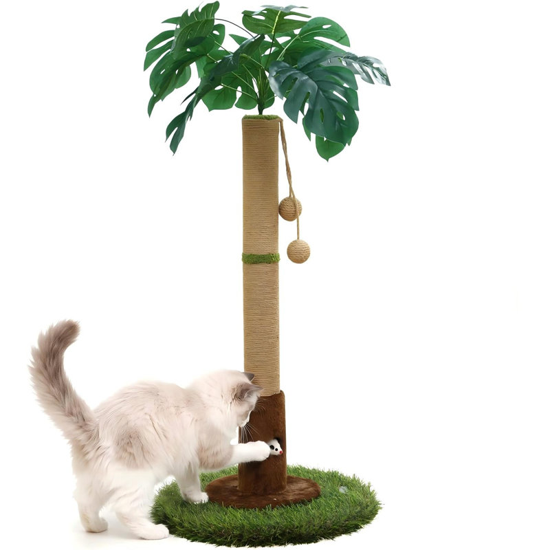 Poteau à griffer pour chat avec corde en sisal, poteau à griffes pour chat avec boule suspendue, poteau à griffer avec jouets pour chat