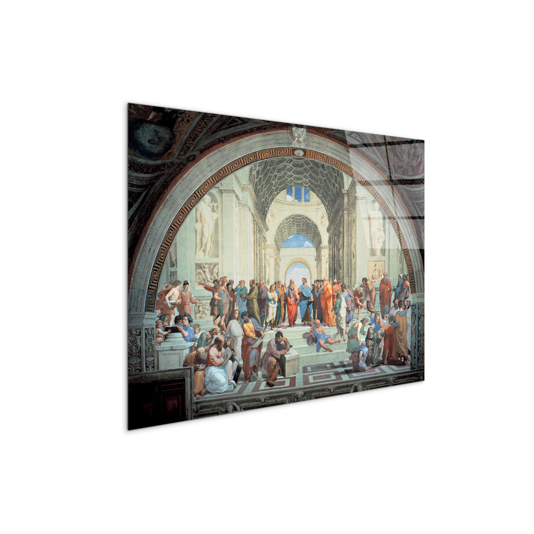 The school of Athens 58×78 cm CrystalArt Acrylic Material Glass Effect, Frameless Panel, Lightweight Ready to Hang