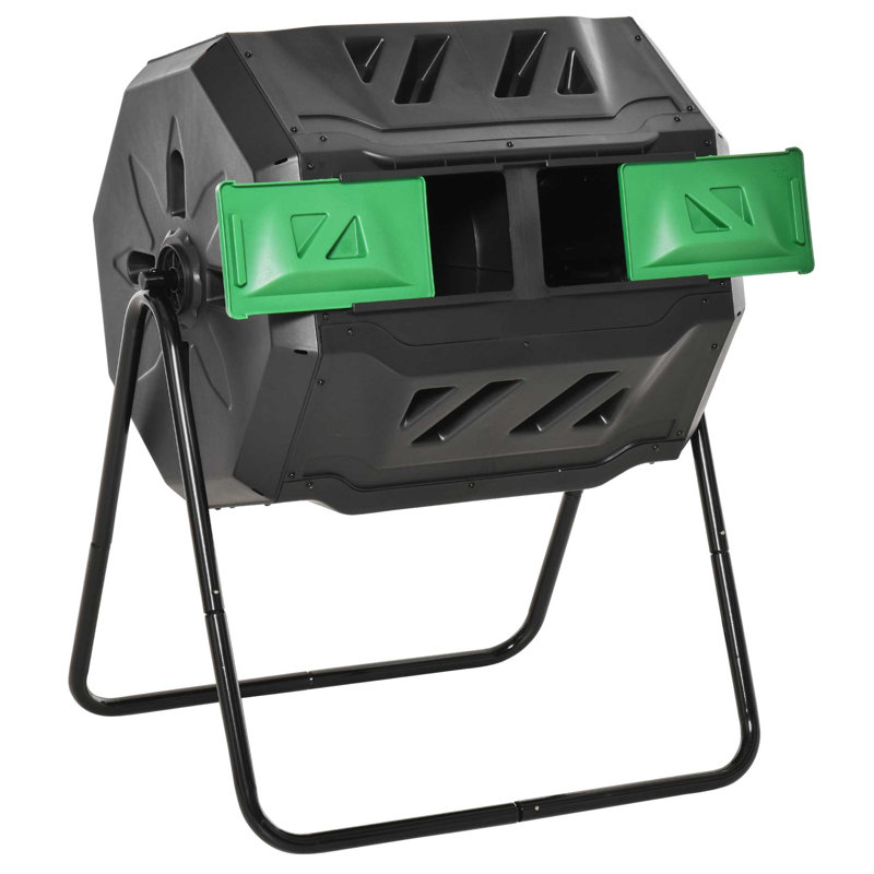42.3 Gallons Outdoor Tumbler Composter with Latching Lid, Green
