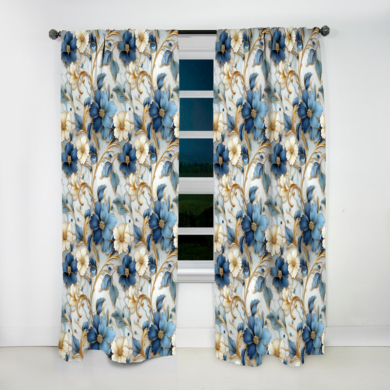 Vintage Charm Marble Pattern I - Glam Velvet Curtain - Room Darkening - 1 Panel, 52" W x 95" L