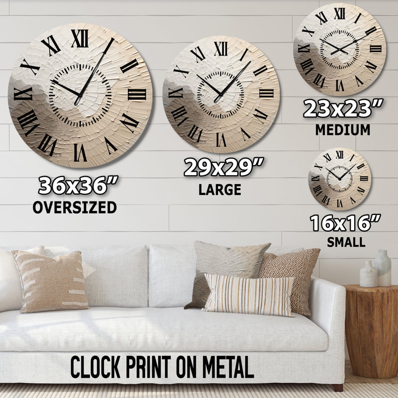 Horloge murale gracieuse avec minimalisme beige, Médium