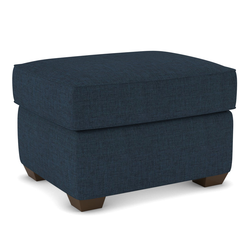 Gemi Upholstered Ottoman, Zuma Navy Textured Linen