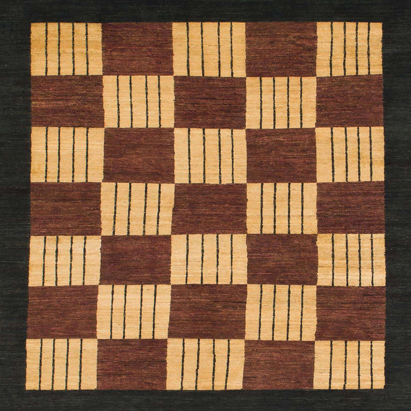 Tapis décoratif multicolore à motif abstrait, Carré 8 pi