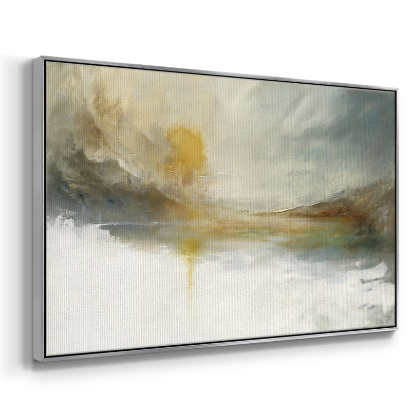 Émergence encadrée sur toile, Argent, H 17 po x l 25 po x P 2 po