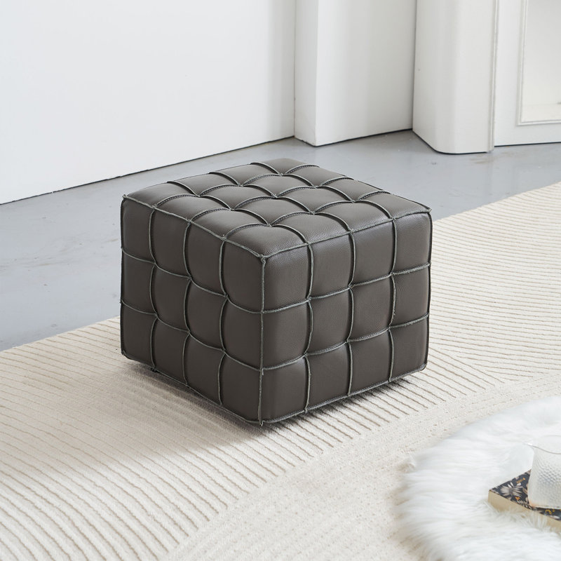Repose-pieds capitonné en cuir véritable l 17,32 po
