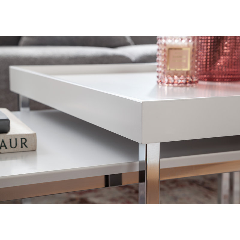 Jashelle Coffee Table, White/Silver