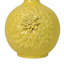 Vase à fleurs Remi, col étroit, céramique jaune avec motifs floraux, 16 po