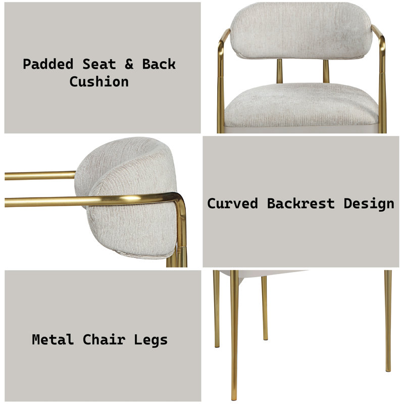 Fauteuil en chenille et or Zayn Beige (ensemble de 2)