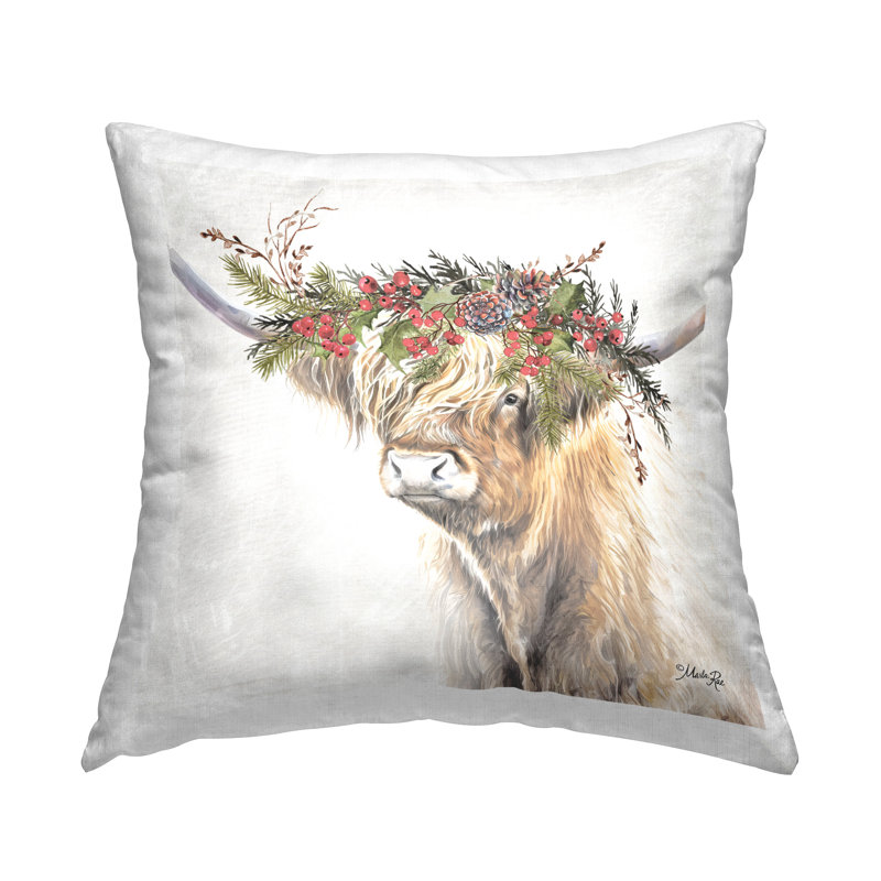 Coussin avec des baies saisonnières et motif décoratif imprimé par Marla Rae