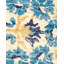 Tapis ivoire / bleu / jaune en laine noué à la main de conception unique 6 pi 2 po x 8 pi 10 po New Age