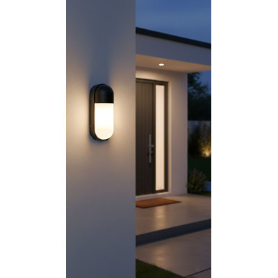 Black 24cm H Outdoor Bulkhead Light