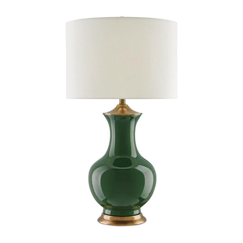 Lilou Table Lamp, Green/Antique Brass