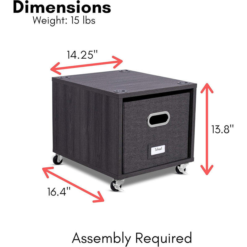 Decorative Storage Shelf w/Removable Bins, Handles, and Wheels – Organize Files