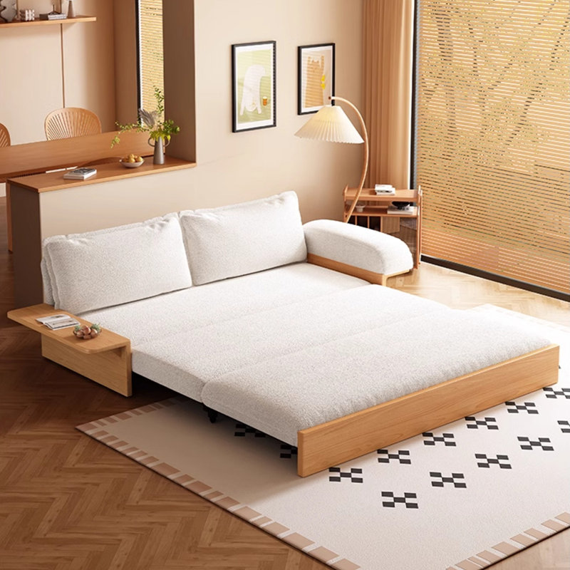 Canapé modulaire blanc et brun en molleton Teddy, H 33,07 po x l 77,17 po x P 31,5 po