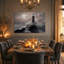 Toile d'Halloween au clair de lune sur un rocher avec des corbeaux-1248656005