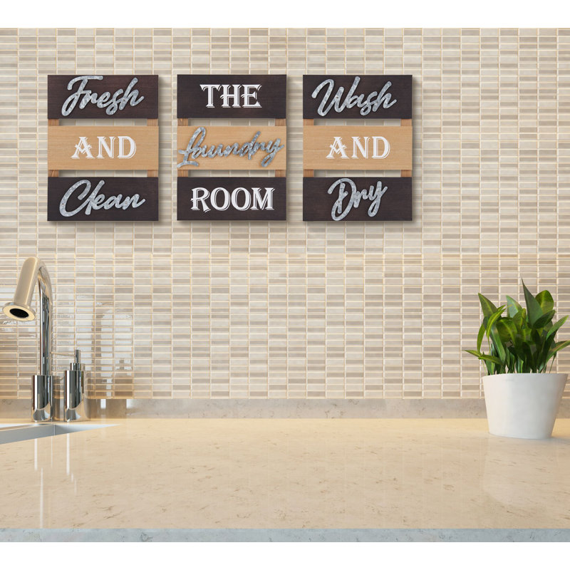 Ensemble de 3 décorations murales pour salle de lavage