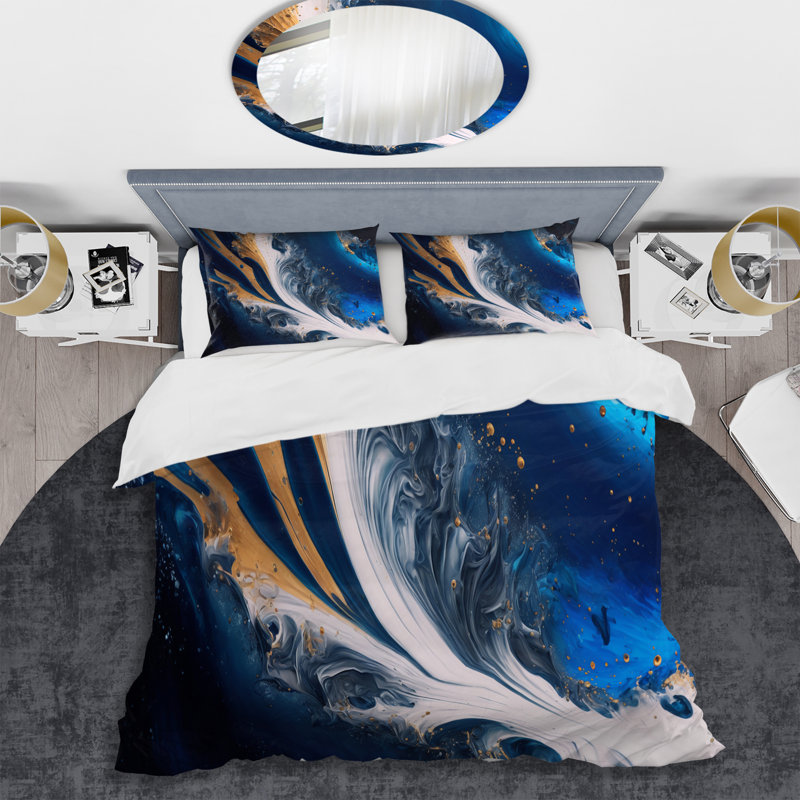Ice Paint Splash III - Ensemble de housse de couette en spirale moderne - Polyester en microfibre