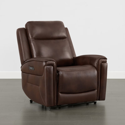 Genuine Leather Zero Gravity Power Recliner With Adjustable Headrest by Latitude Run