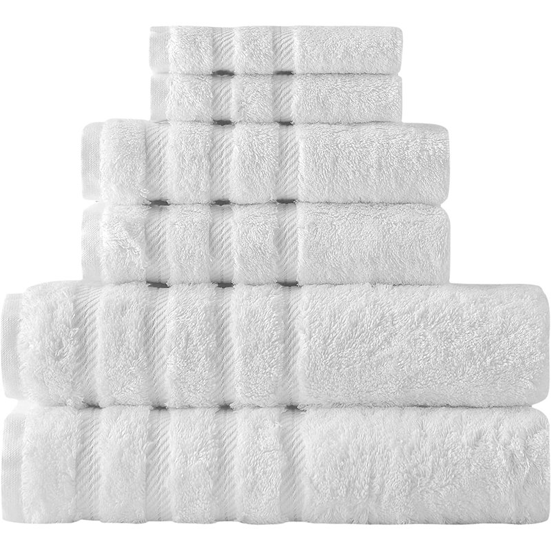 Minneota 6 Piece Luxury Lubbock US Turkish Cotton Towel Se, White