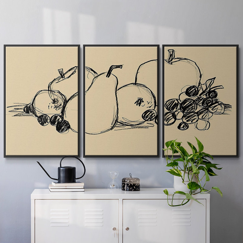 Graphite Fruit II, 3 pièces, H 36 po x l 75 po x P 2 po, Noir