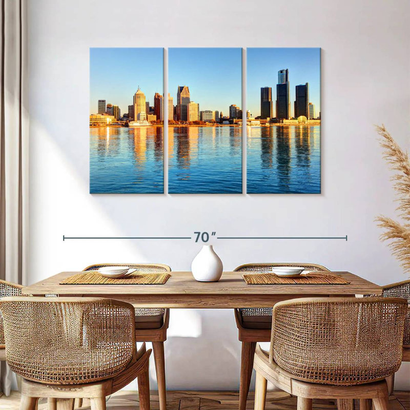 Nicci Detroit Waterfront Skyline, H 36 po x l 57 po