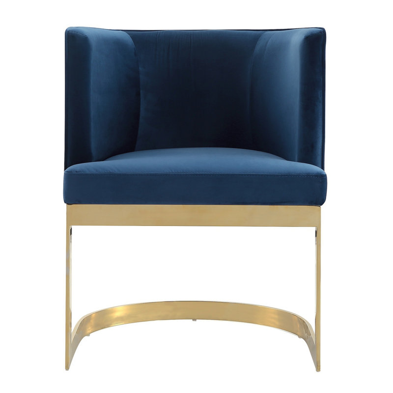 Chaise en velours Aura, Bleu très foncé
