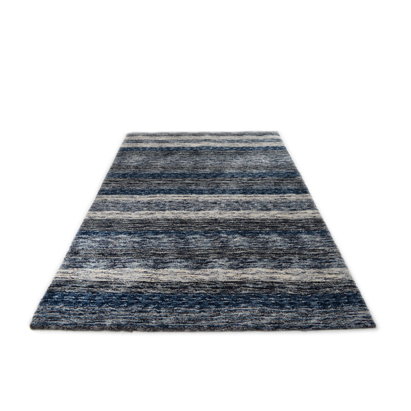 Tapis rayé bleu marine, Rectangle 2 pi x 3 pi