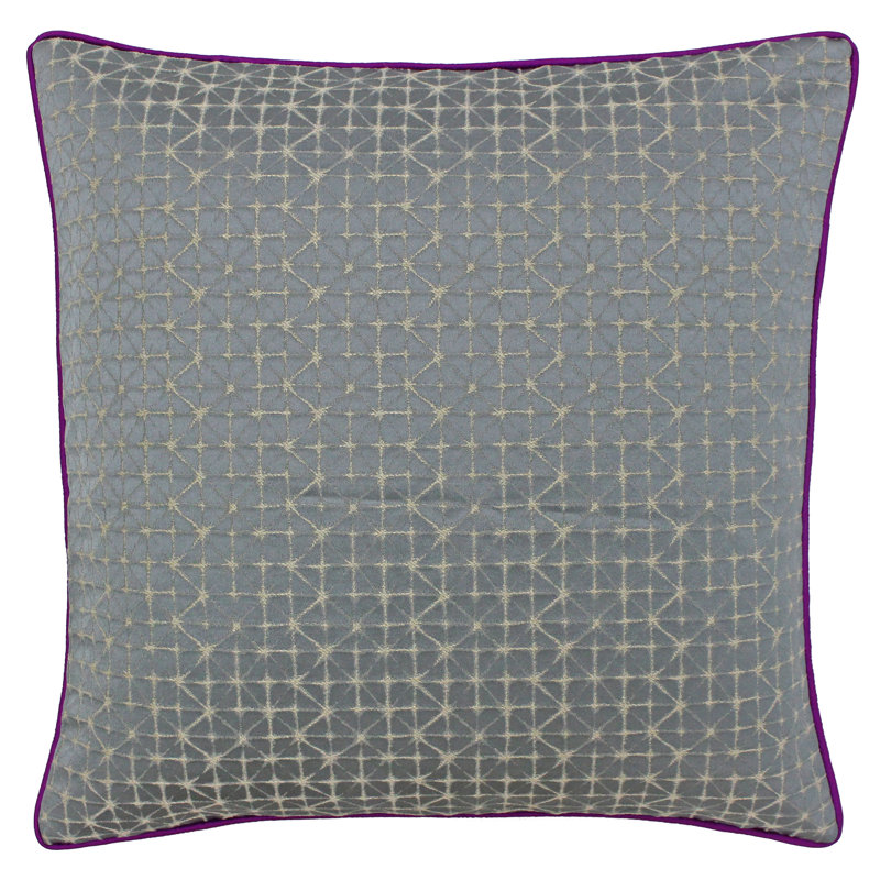 Pimlico Geometric Square Throw Cushion, Silver/Magenta