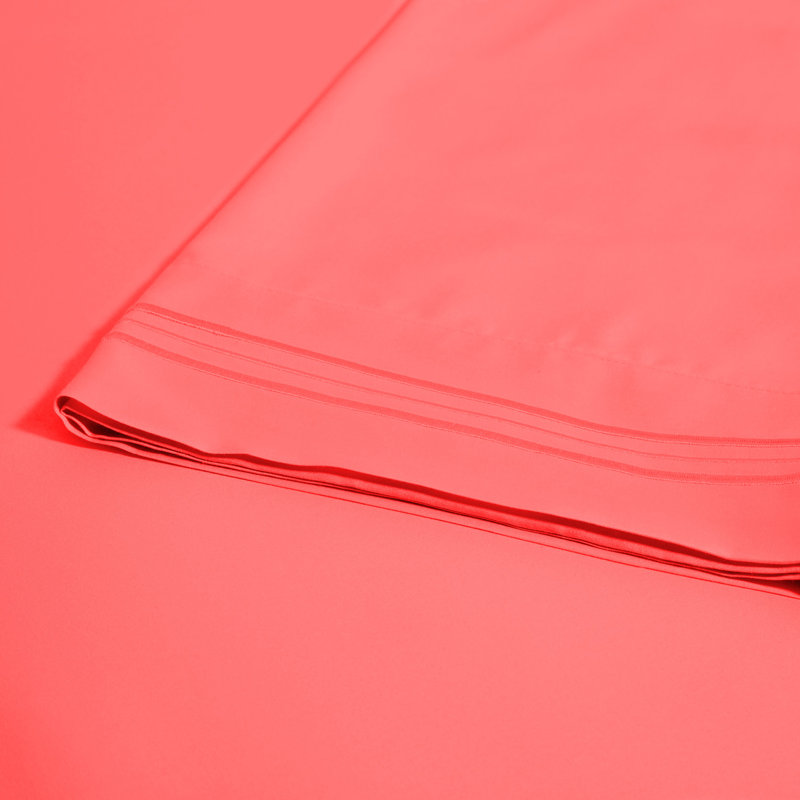 Ensemble de draps en micro-fibre, Corail, Ensemble de draps pour grand lit + drap-housse + t